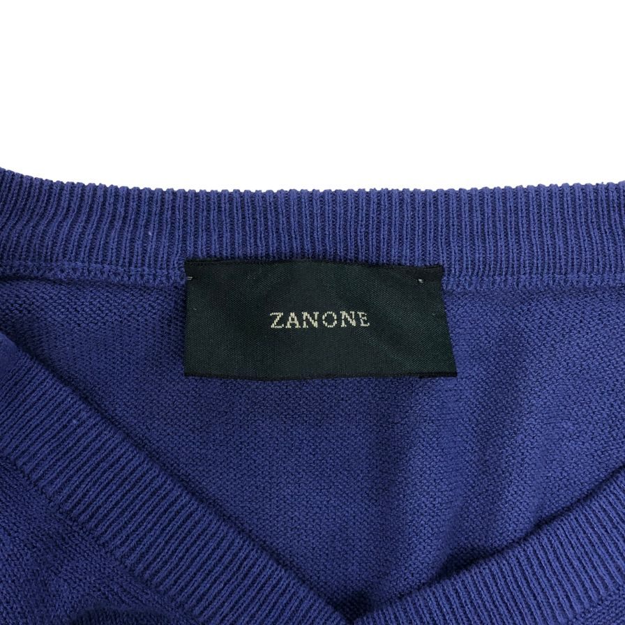 美品◆ザノーネ ニット ニット Vネック コットン100％ メンズ ブルー サイズ46 ZANONE 【AFB4】