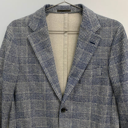 美品◆マッキントッシュ ロンドン コットン混合 テイラードジャケット ラニフィーチョ ローマ生地 メンズ サイズ 36 チェック ブルー系 MACKINTOSH LONDON 【AFA18】