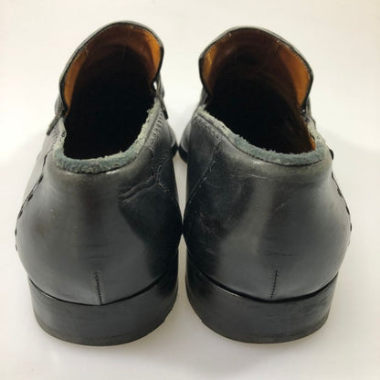 サントーニ スリッポン レースアップ ステッチ カーフ メンズ ブラック サイズUK6.5 Santoni 約25.5cm【AFC50】