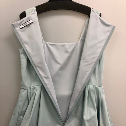 美品◆フォクシーニューヨーク ノースリーブフレアワンピース 34551-NA0FY106T ブルー系 サイズ40  FOXEY NEW YORK 【AFB36】