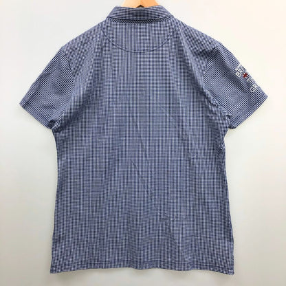 美品◆アドミラル ゴルフ ポロシャツ 刺繍 ロゴ チャック 半袖 コットン ポリエステル ゴルフウェア ブルー メンズ サイズL Admiral GOLF 【AFB18】