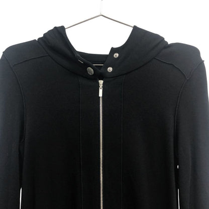 美品◆ナチュラル バイ フォクシー ロング ダブル ジップアップ パーカー ロング 肩パット付 28980 レディース サイズ38 ブラック NATURAL by FOXEY 【AFB3】