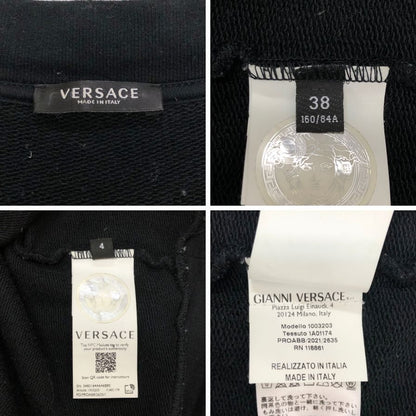 極美品◆ヴェルサーチェ ロゴ トレーナー 1A01174 ブラック サイズ4 メンズ VERSACE 【AFB42】