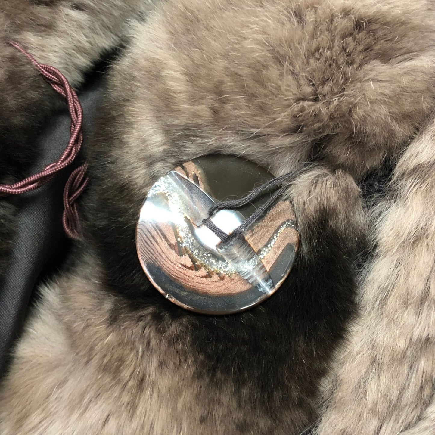 中古◆ゾルヌーズ ハーフコート ラビット ファー レディース ブラウン系 Zorronuez 【AFF22】