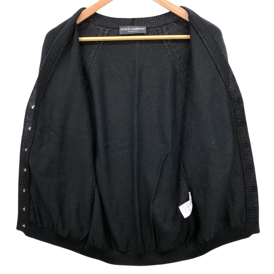 DOLCE & GABBANA ブラックカーディガン サイズ50 極美品◇ドルチェ&ガッバーナ 半袖トップス フロントボタン