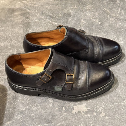 パラブーツ ウィリアム レザーシューズ ダブルモンク ダークネイビー サイズUK7 メンズ PARABOOT ビジネスシューズ 約25.5cm【LA】【中古】