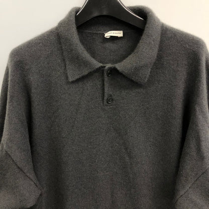 中古◆キャッシュ＆バルバ モンゴリアンカシミヤ エルボーパッチ ポロ ニット カシミヤ100％ グレー メンズ  サイズ4 cash & barba 【AFB43】