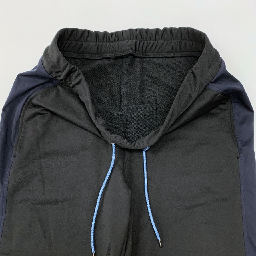 ランバン オンブルー イージー パンツ ワイドシルエット ナイロン ストレッチ メンズ ブラック サイズ50 LANVIN en Bleu 【AFB41】