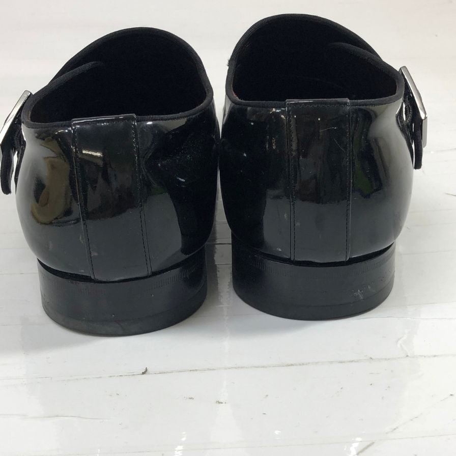 ルイヴィトン レザーシューズ シングルモンク ガラスレザー 0054 チゼルトゥ ブラック メンズ サイズUK6.5 LOUIS VUITTON 約25.5cm【AFC33】