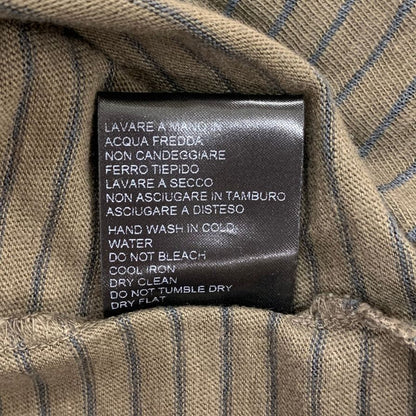 新品同様◆ロベルトコリーナ Tシャツ ロングスリーブ ボーダー リネン混 コットン カーキ サイズ48 メンズ roberto collina 【AFB41】