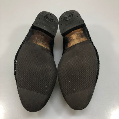 バリー レザーシューズ スリッポン 編み込み ブラック メンズ サイズ7E BALLY 約25.5cm【AFC44-2】