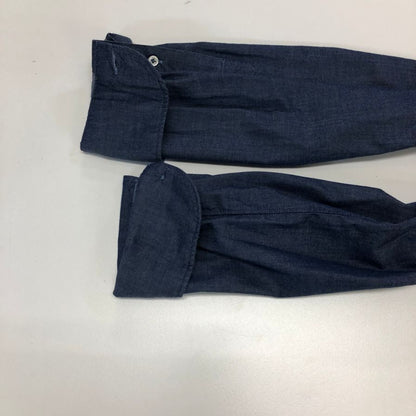 美品◆ジャンネット イプルオーバースタンドカラーシャツ ネイビー15/38 GIANNETTO 【AFB43】