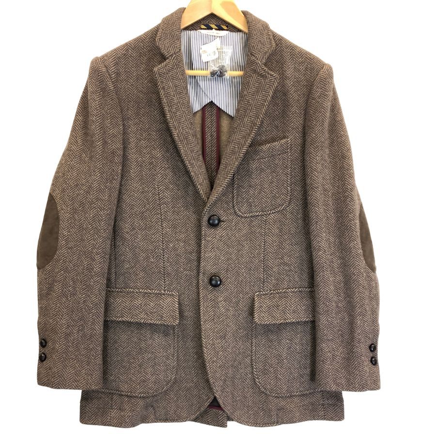 新品同様◆ブルックスブラザース 1818  2Bテーラードジャケット エルボーパッチ コットン メンズXS ブラウン BROOKS BROTHERS 【AFA7】