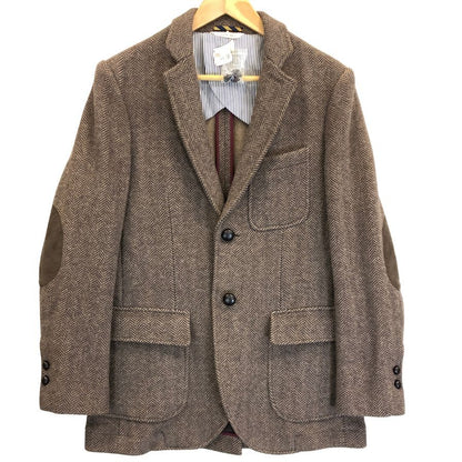新品同様◆ブルックスブラザース 1818  2Bテーラードジャケット エルボーパッチ コットン メンズXS ブラウン BROOKS BROTHERS 【AFA7】