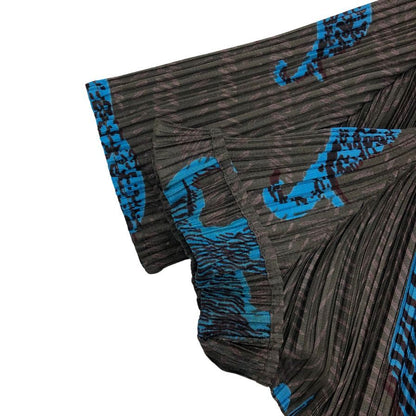 美品◆プリーツプリーズ イッセイミヤケ 半袖カットソー 総柄 象 レディース サイズ3 PP94-JK551PLEATS PLEASE ISSEY MIYAKE 【AFB46】