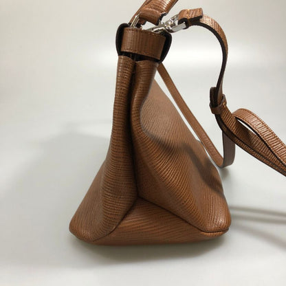 ヒューゴ ボス 牛革 2wayハンドバッグ ターンロック レディース ルーマニア製 ブラウン HUGO BOSS【AFE6】