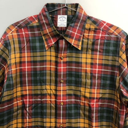 中古◆ブルックスブラザーズ コットンチェックシャツ レッド系 メンズ サイズUS M BROOKS BROTHERS 【AFB14】