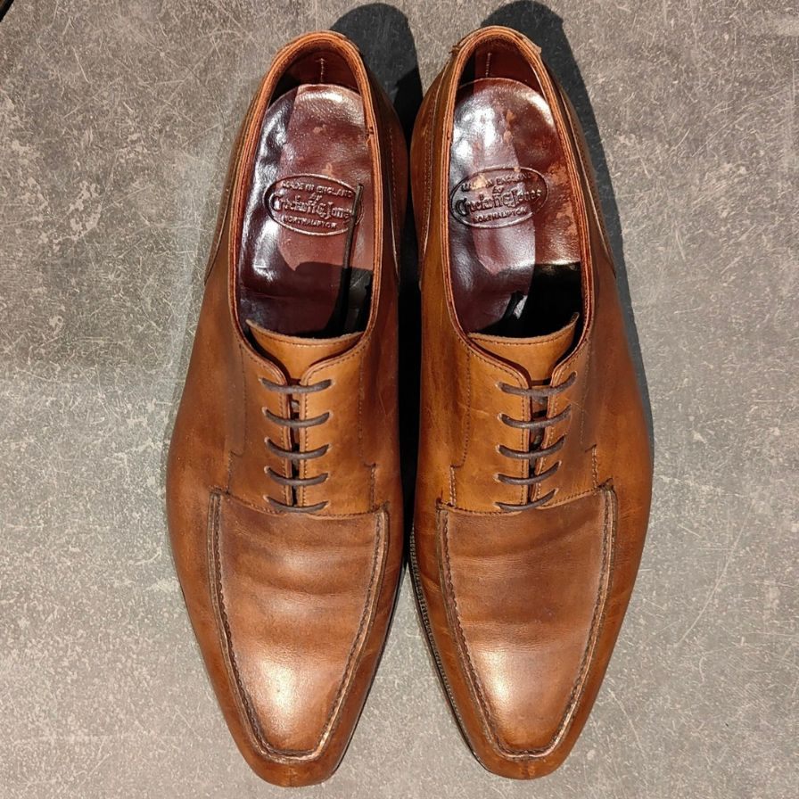 クロケット＆ジョーンズ レザーシューズ クラレンドン Uチップ カーフ ブラウン サイズUK7E CROCKETT&JONES ビジネスシューズ 約25.5cm【LA】【中古】