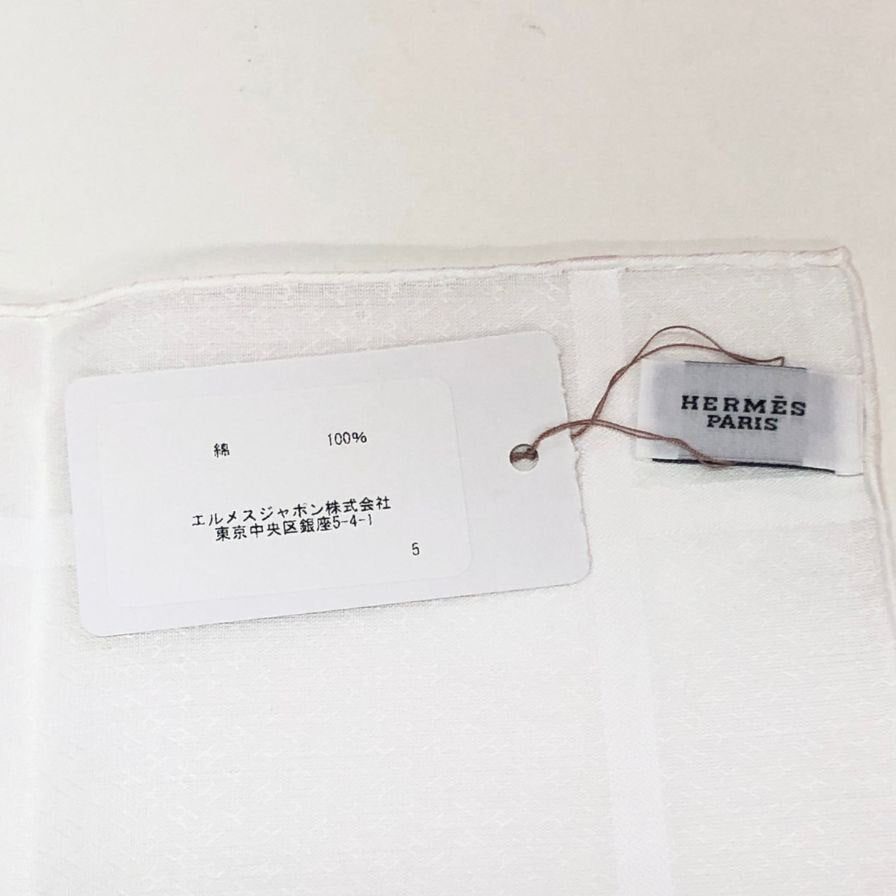 エルメス ハンカチ コットン100% ホワイト レディース HERMES