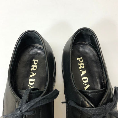 プラダ レザーシューズ プレーントゥ 本革 ブラック メンズ サイズ5.5 PRADA 約24.5cm【AFC30】