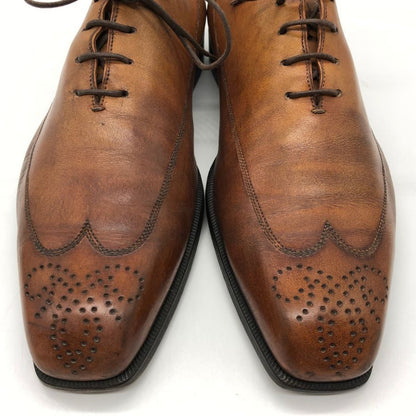ベルルッティ レザーシューズ ロングウイングチップ  カーフ メダリオン メンズ ブラウン サイズUK6.5 Berluti 約25.5cm【PTM】