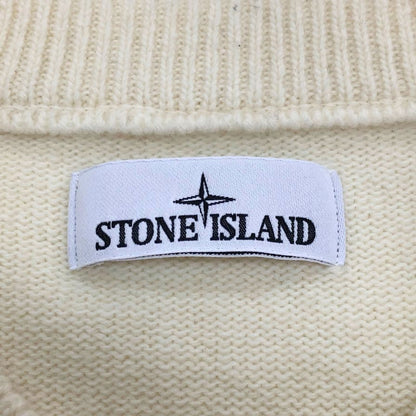 美品◆ストーンアイランド クルーネックニット 8115508A3 ロゴパッチ ウール ポリアミド サイズM メンズ ホワイト STONE ISLAND 【AFB35】