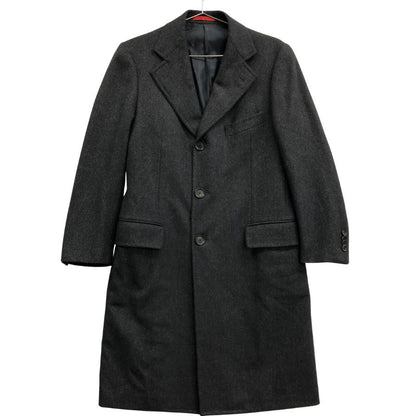 美品◆イザイア チェスター コート ウール 3B メンズ サイズ 44 ネイビー ISAIA 【AFA9】