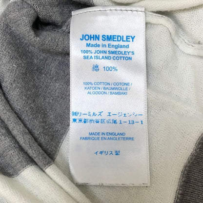 中古◆ジョンスメドレー クルーネックニット グレー×白 ボーダーコットン レディース サイズS JOHN SMEDLEY 【AFB40】