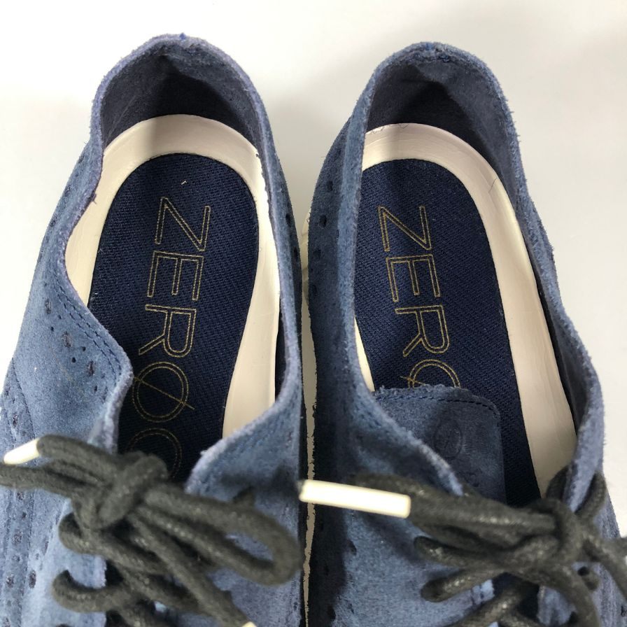 コールハーン ゼログランド C31401  レザースニーカー ウイングチップ オックスフォード スエード ネイビー サイズ7.5 メンズ Cole Haan 約25.0cm【AFC43】