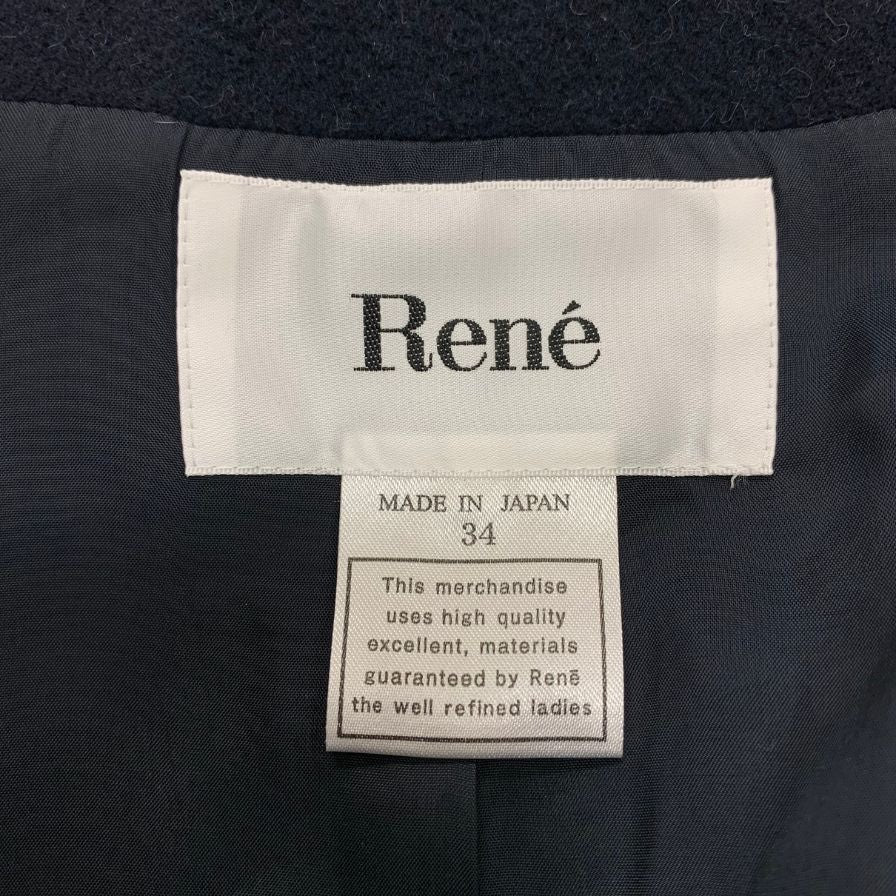 美品◆ルネ コート 6538141A ミンクファー ネイビー サイズ34 レディース Rene 【AFB31】