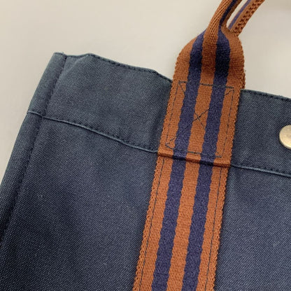 エルメス ハンドバッグ フールトゥー PM キャンバス ハンドバッグ レディース ネイビー HERMES【AFE6】