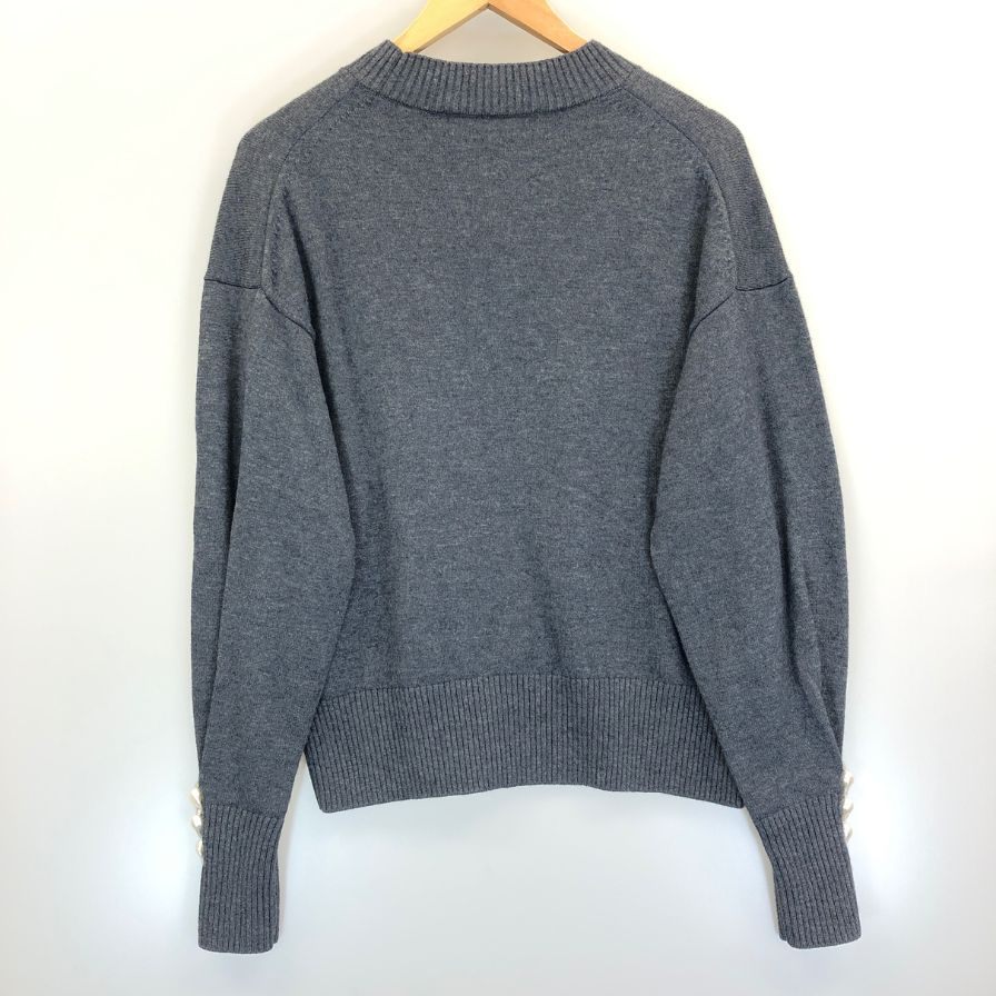美品◆ル シェル ブルー 長袖ニット グレー ウール サイズ36 LE CIEL BLEU 【AFB48】