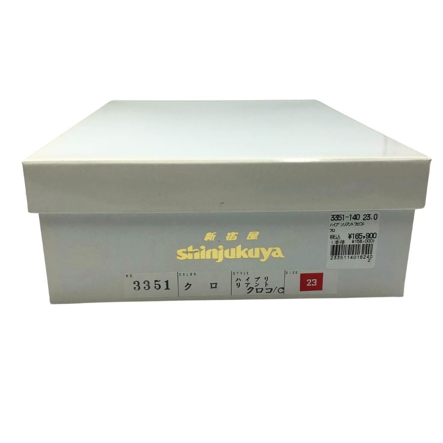 新宿屋 スニーカー3351 ヒール レザー ハイブリリアントクロコ ブラック レディース サイズ23 shinjukuya 約23.0cm【7-9】
