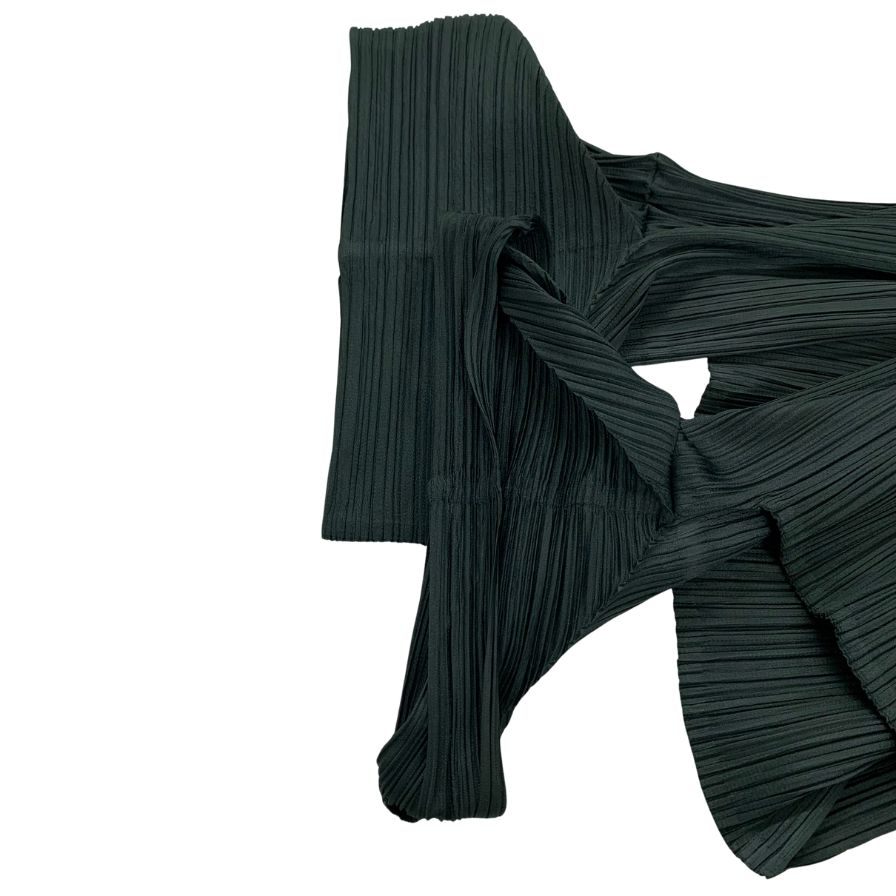 極美品◆イッセイミヤケ プリーツプリーズ カットソー PP31JK451 トップス オリーブ レディース サイズ3 ISSEY MIYAKE PLEATS PLEASE 【AFB29】