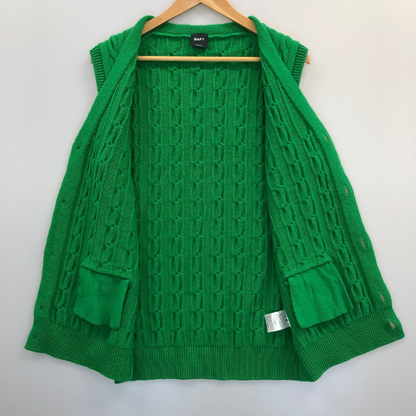 美品◆バフィー ケーブルニット ベスト ウール メンズ グリーン サイズ50 BAFY 【AFB13】