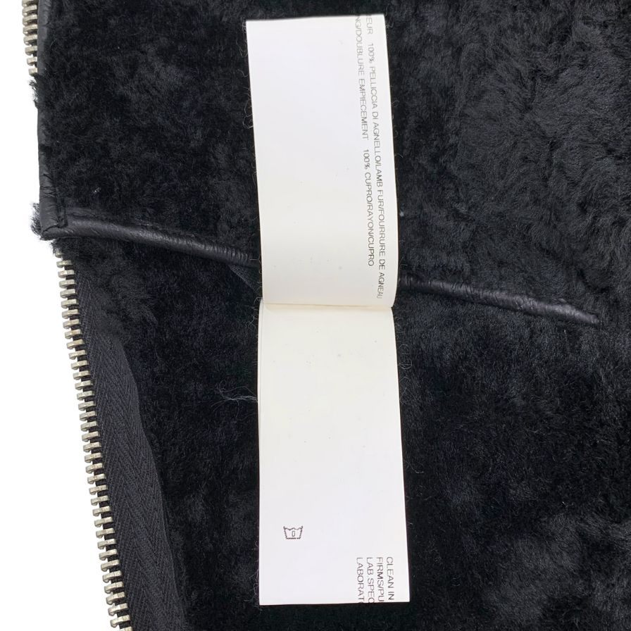 美品◆リックオウエンス レザー ブルゾン ショートスリーブ ラム ムートン レデイース RP13F07022 サイズ42  ブラック Rick Owens 【AFA13】