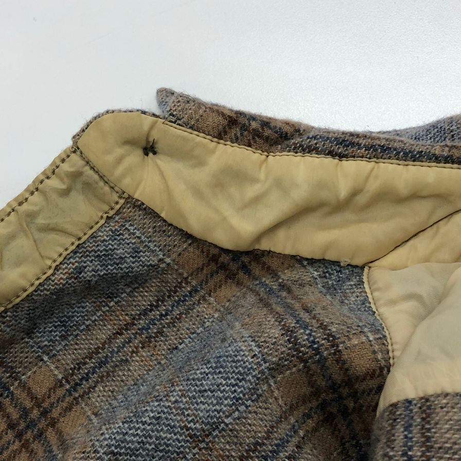 中古◆ペンドルトン 70S チェックシャツ ウール ベージュ系 メンズ サイズM PENDLETON 【AFB37】