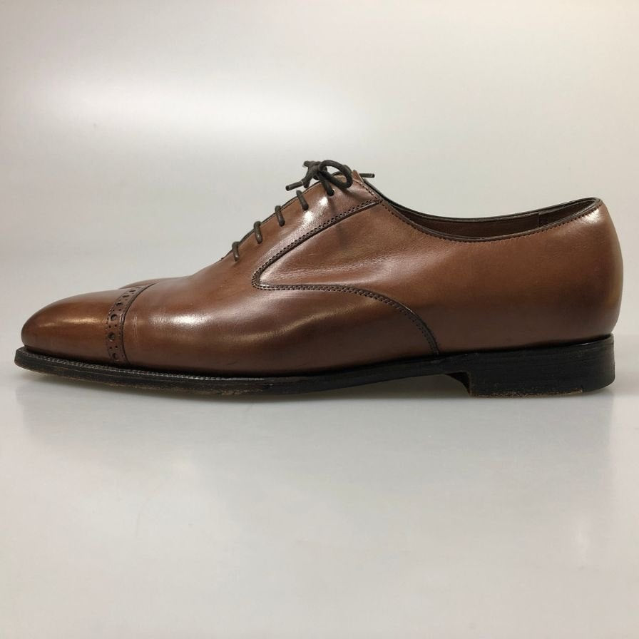エドワードグリーン レザーシューズ パンチドキャップトゥ ハイス メンズ ブラウン サイズUK8D 808ラスト EDWARD GREEN HYTHE ビジネスシューズ 約26.5cm【LA】【中古】
