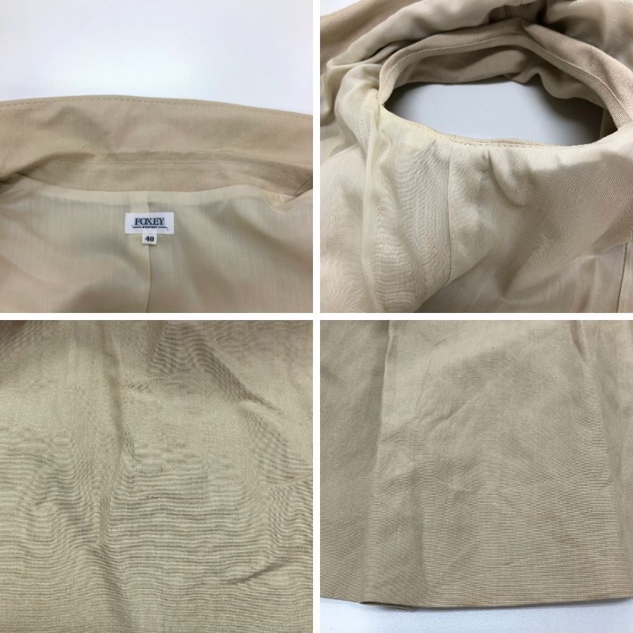 美品◆フォクシー  ワンピース シルク ブレンド プルオーバー 膝丈 フレア 半袖 22181 ベージュ レディース サイズ40 FOXEY 【AFB23】