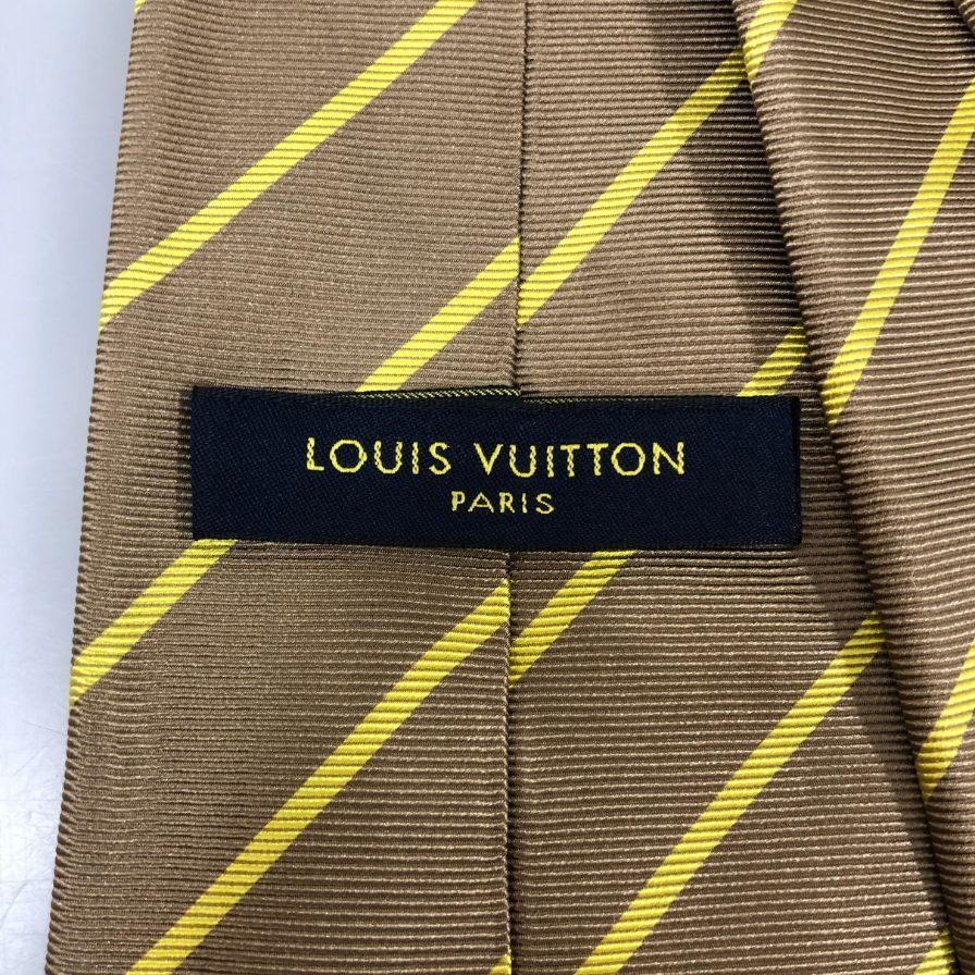 ルイヴィトン ネクタイ シルク100％ ストライプ ブラウン系 LOUIS VUITTON【AFI27】