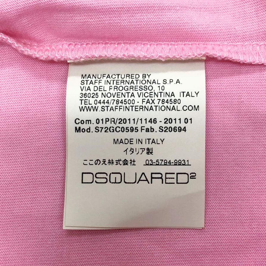 極美品◆ディースクエアード2 Tシャツ アップルモチーフ レディース サイズL ピンク DSQUARED2 【AFB44】