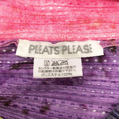 極美品◆プリーツプリーズ イッセイミヤケ 半袖カットソー マルチカラー レディース サイズ3 PP12-JK614 PLEATS PLEASE ISSEY MIYAKE 【AFB43】