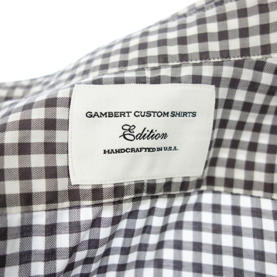 中古◆ギャンバート カスタム シャツ 長袖シャツ ギンガムチェック ボタンダウン メンズ S 茶系 GAMBERT CUSTOM SHIRT 【AFB45】