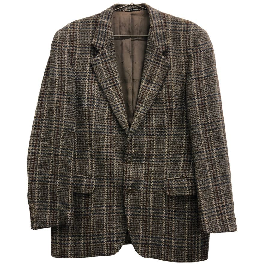 中古◆クリスチャンディオール ムッシュ テーラードジャケット チェック フランス製 メンズ サイズ48 Christian Dior MONSIEUR 【AFF22】