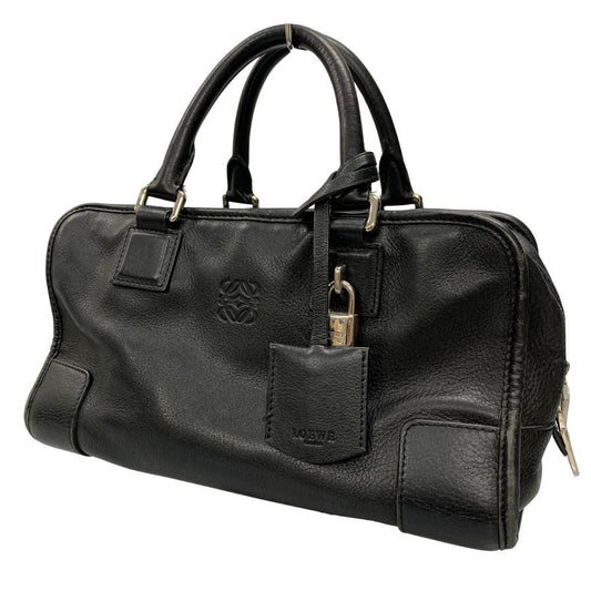 ロエベ ハンドバッグ アマソナ28 アナグラム レザー 南京錠 レディース ブラック LOEWE【AFE2】