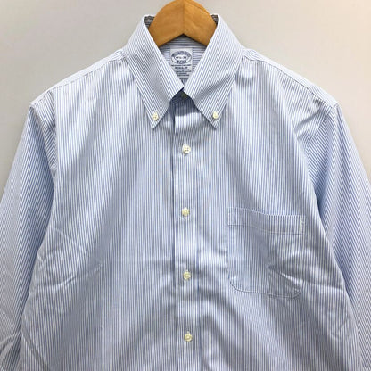 極美品◆ブルックスブラザーズ シャツ ストライプ レギュラー 14ハーフ-32 メンズ サイズ14.5 ブルー BROOKS BROTHERS 【AFB17】