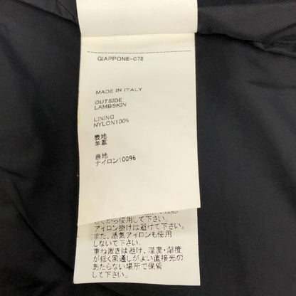 極美品◆エンメティ シングルライダースジャケット ジップアップ ラムスキン ブラック サイズ52 EMMETI 【AFG1】