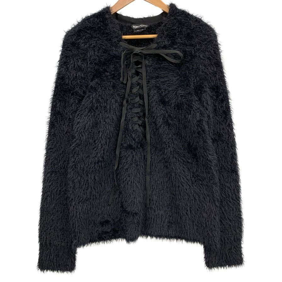 極美品◆トムフォード トップス セーター フロント紐 ウール艮 イタリア製 レディース サイズＭ ブラック TOMFORD 【AFB6】