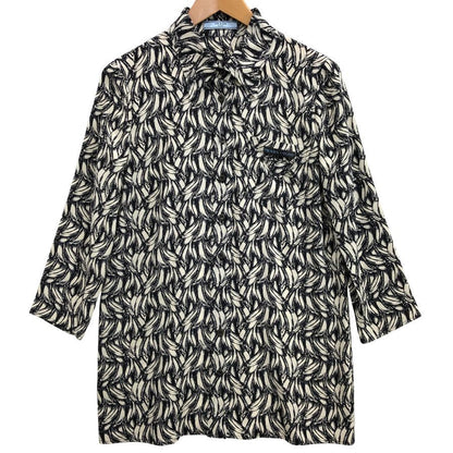 極美品◆プラダ 18SS 七分丈シャツ 総柄 シルク サイズ40 レディース PRADA 【AFB6】