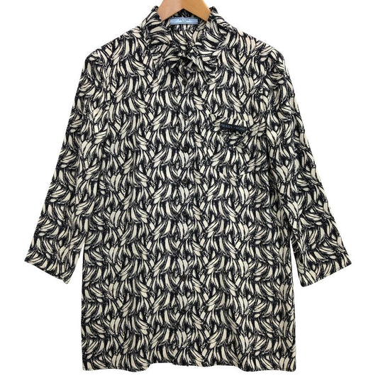 極美品◆プラダ 18SS 七分丈シャツ 総柄 シルク サイズ40 レディース PRADA 【AFB6】